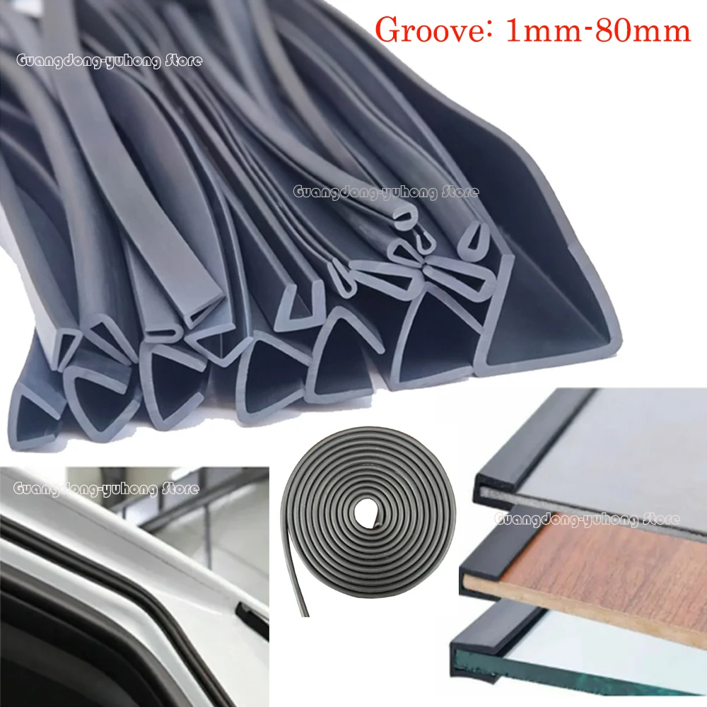 Groove 1.5mm-80mm U-Shaped Black Rubber Sealing Strip Guard Plate Car Door Mechanical Sealant Card Strip Glass Edge Shield Trim