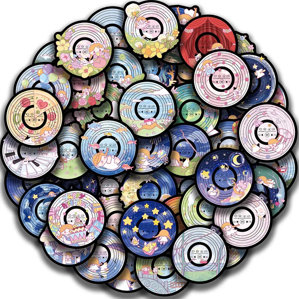 10/30/50pcs Cute Colorful Cartoon Record Series Stickers Aesthetic Pattern Decals for Scrapbook Helmet Phone Waterproof Sticker