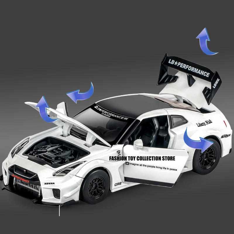 1: 32 GTR-CSR2 Alloy Car Model Diecasts Toy With Sound and Light Vehicles Decoration Toys For Kids Gift