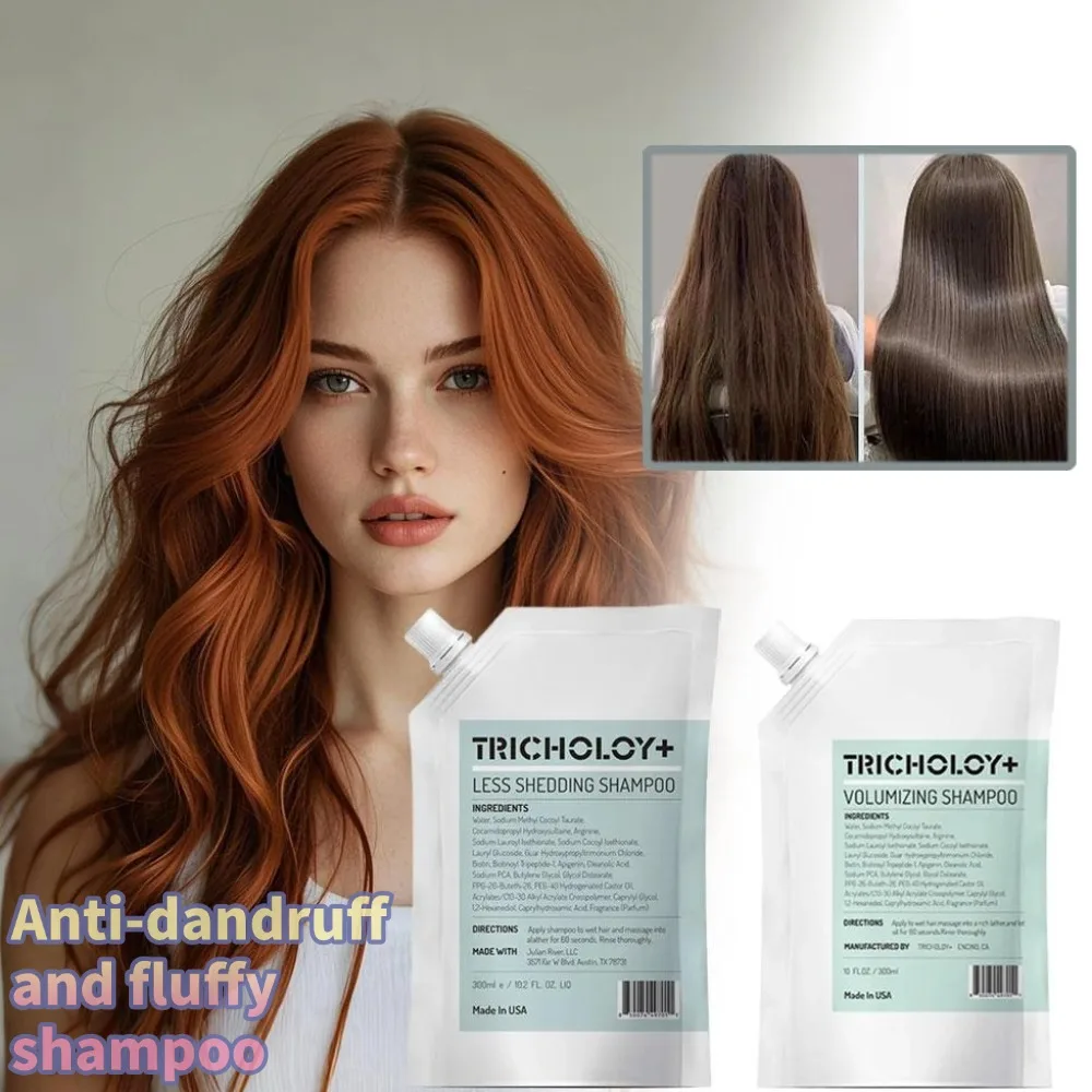 Champú anticaspa, 300ml, voluminizador de cabello esponjoso, limpieza profunda del cuero cabelludo, cuidado del cabello graso, hidratante, brillo suave, cuidado del cabello
