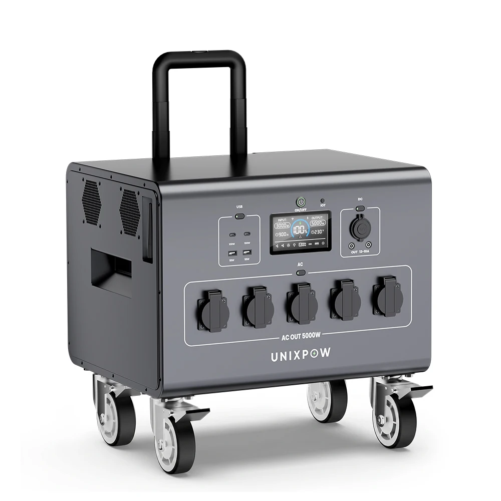 5000W Portable Power Station LiFePO4 Battery with UPS Function 5000Wh Solar Generator for Home Backup Emergency Power Supply