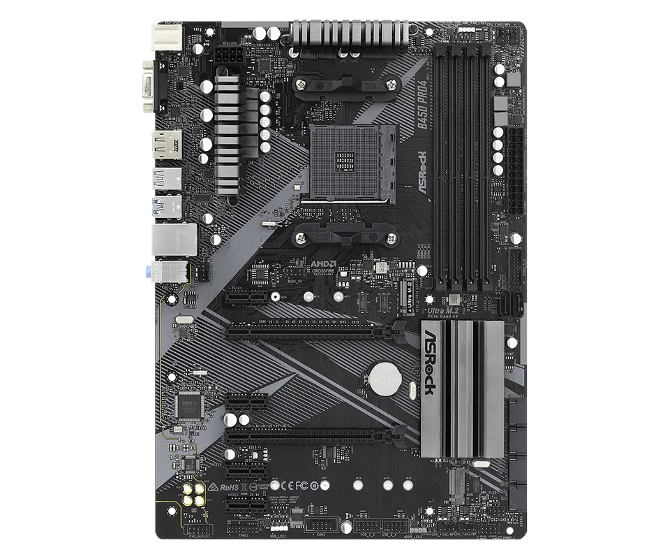 ASRock B450 Pro4 R2.0 Motherboard AM4 B450 DDR4 64GB ATX support