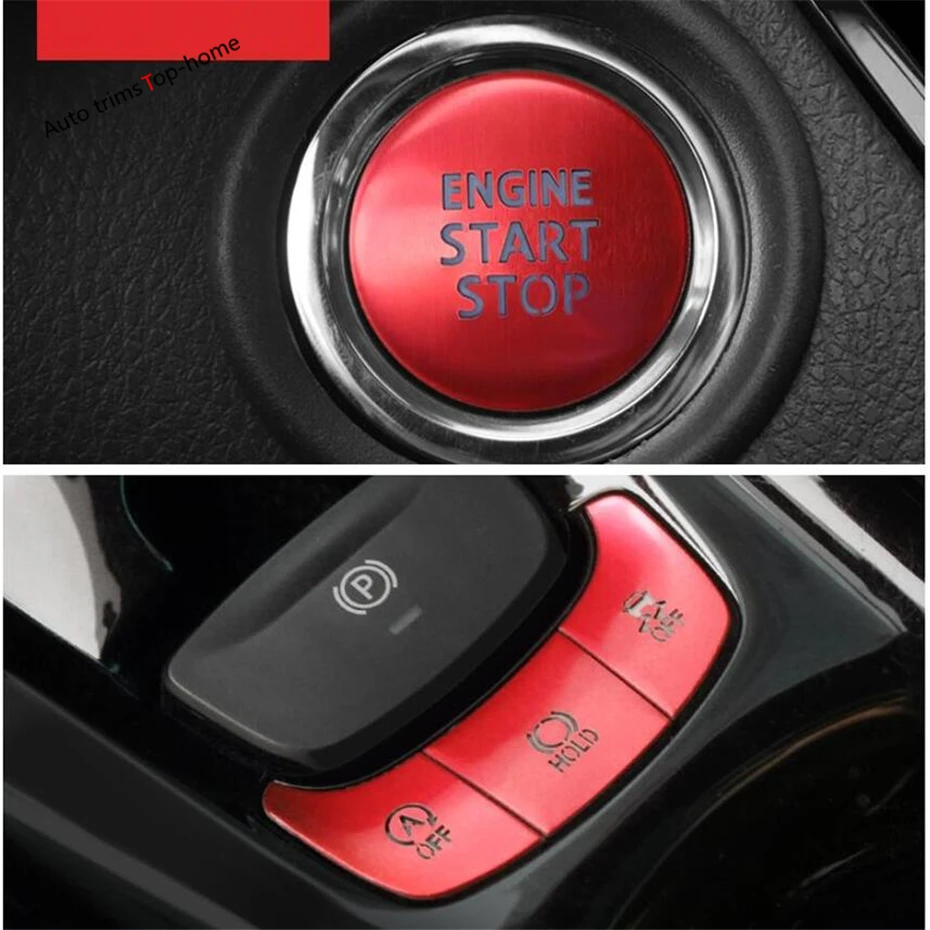 

Yimaautotrims Start Stop Engine Push Button Key / Stalls Gear Shift Box Button Cover Trim Fit For Toyota C-HR CHR 2016 - 2022