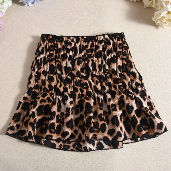 เสือดาวพิมพ์ Nightgown ชุดผู้หญิงฤดูร้อน 2025 Slash คอชุดนอนแขนยาวชุดนอน Crop Top Nightie กางเกงขาสั้น Ladie ชุดนอน