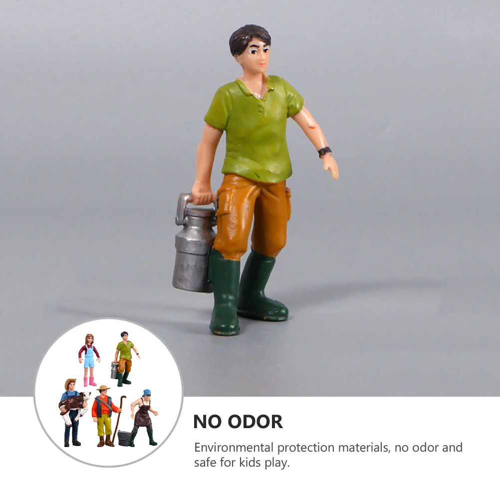 5 PCS Character Model Miniature Figures Layout Props Painted Models Scale People Vinyl Landscape Figurines Project