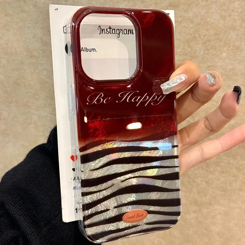 Phone Case For iPhone 16 15 14 Pro Max 13 12 11 XS X XR 7 8 16 Plus SE 2022 Vortex Pattern Red Zebra Pattern Clear Bumper Cover