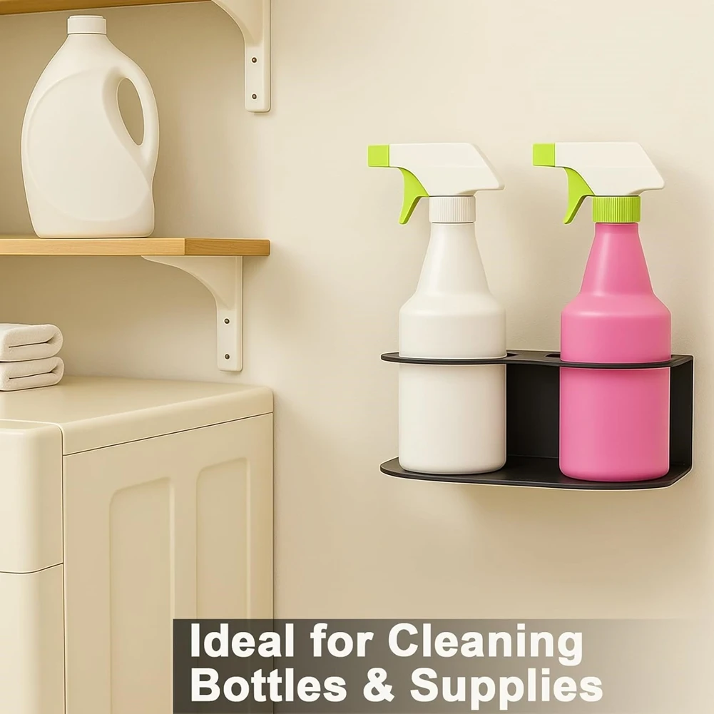 2 Pack SprayBottle Holder Wall Mount, Metal Aerosol SprayCan Holder Rack Organizer with Double Holes