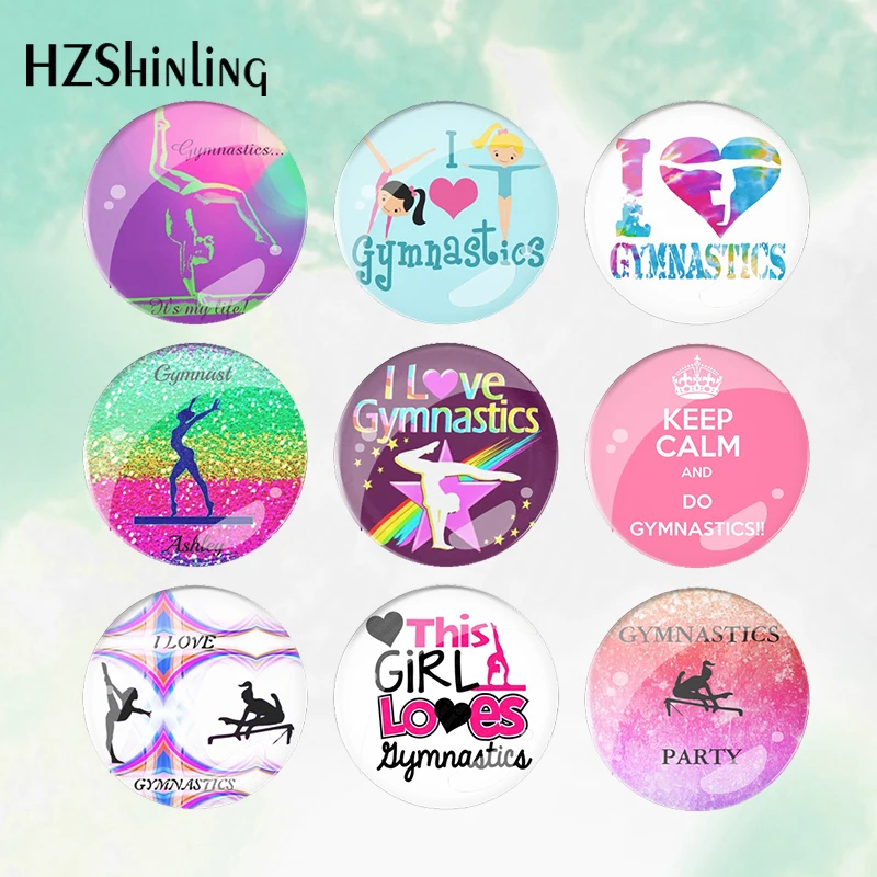 2023 New I Love Gymnastics Pattern round Button Badge Brooch For Clothes Backpack Decoration Pin Jewelry