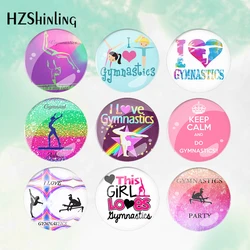 2023 New I Love Gymnastics Pattern round Button Badge spilla per vestiti zaino decorazione Pin Jewelry