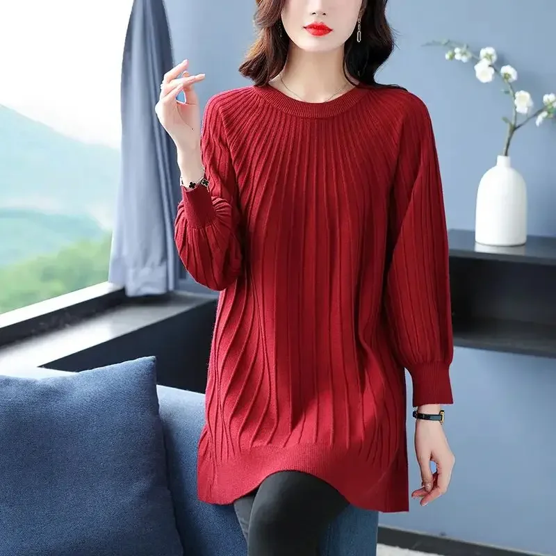 Women's Autumn Winter New Sweater Dress Loose Mid-length Knitted Top
