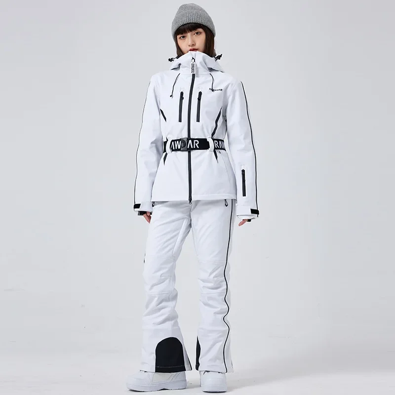 New Ski Suit Women Snowboard Fashion Waist Snowsuit Women Winter Outdoor Windproof Waterproof Snowboard Jacket and Snow Pants