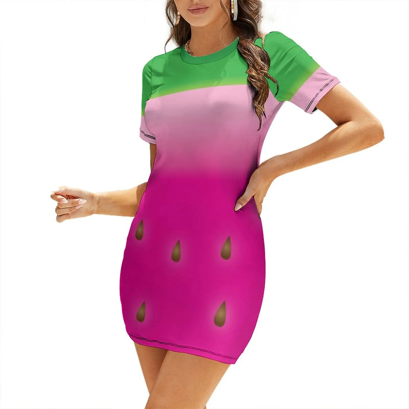 

Watermelon fruity Short Sleeved Dress summer dress women 2024 Long dress summer woman 2024 Clothing