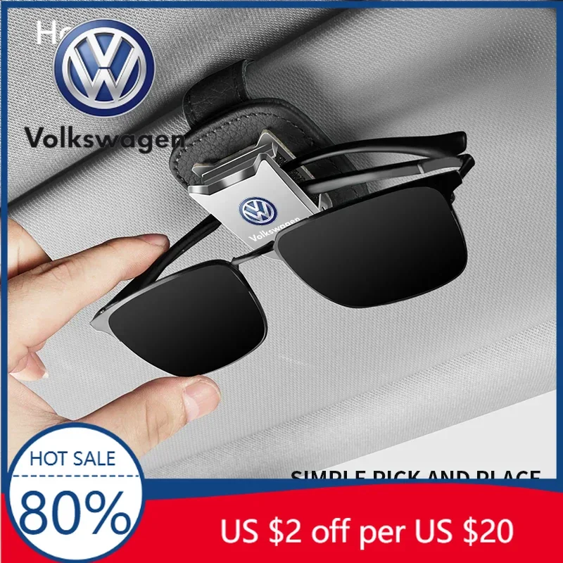 

Солнцезащитные козырьки для автомобилей Volkswagen VW с магнитным кожаным держателем для очков и билетов, для Volkswagen Polo Golf 3 4 5 6 7 8