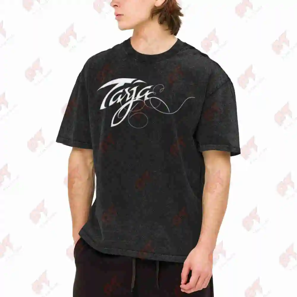 Tarja Rock Finnish Elegant Script Vintage Washed Tee Pure Cotton T-Shirt