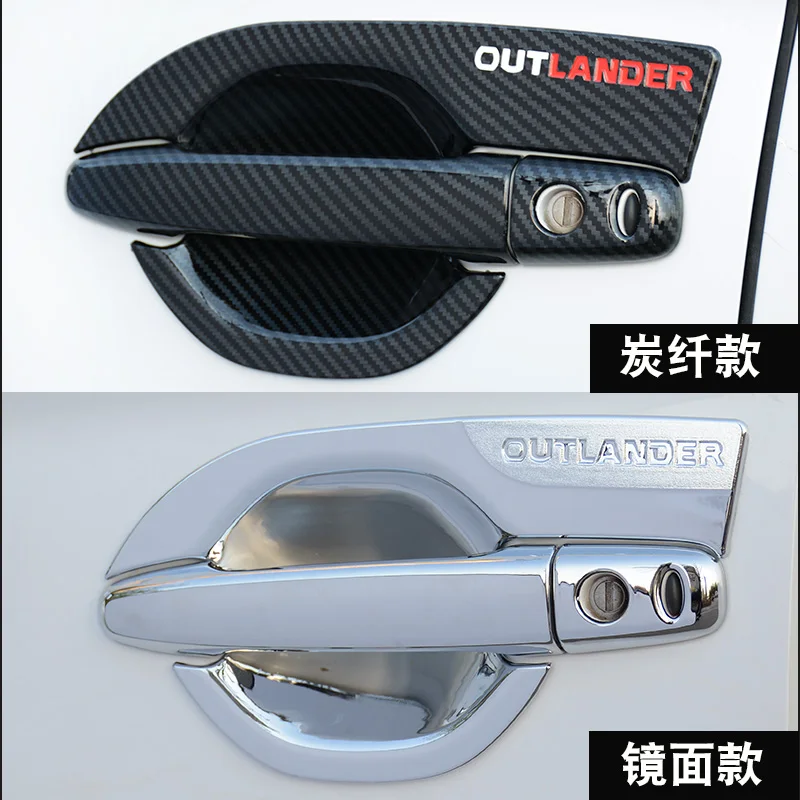 For Mitsubishi Outlander 2013 2014 2015 2016 2017 2018 2019 Door Handle Cover Chrome Trim Accessories Carbon Fiber ,Car-Styling