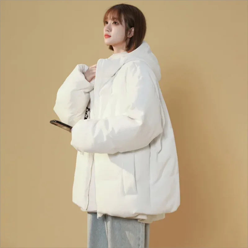 Vintage Corduroy Hooded Cotton Padded Coat Women Thicken Warm Women\'s Parkas Korean Loose Windproof Jackets Female 2024 Winter