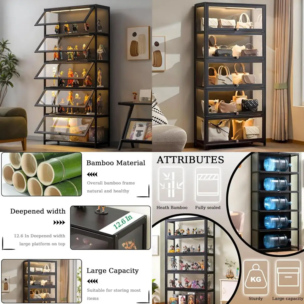 

5-Tier Acrylic Door Display Cabinet for Collectibles and Figure Showcase