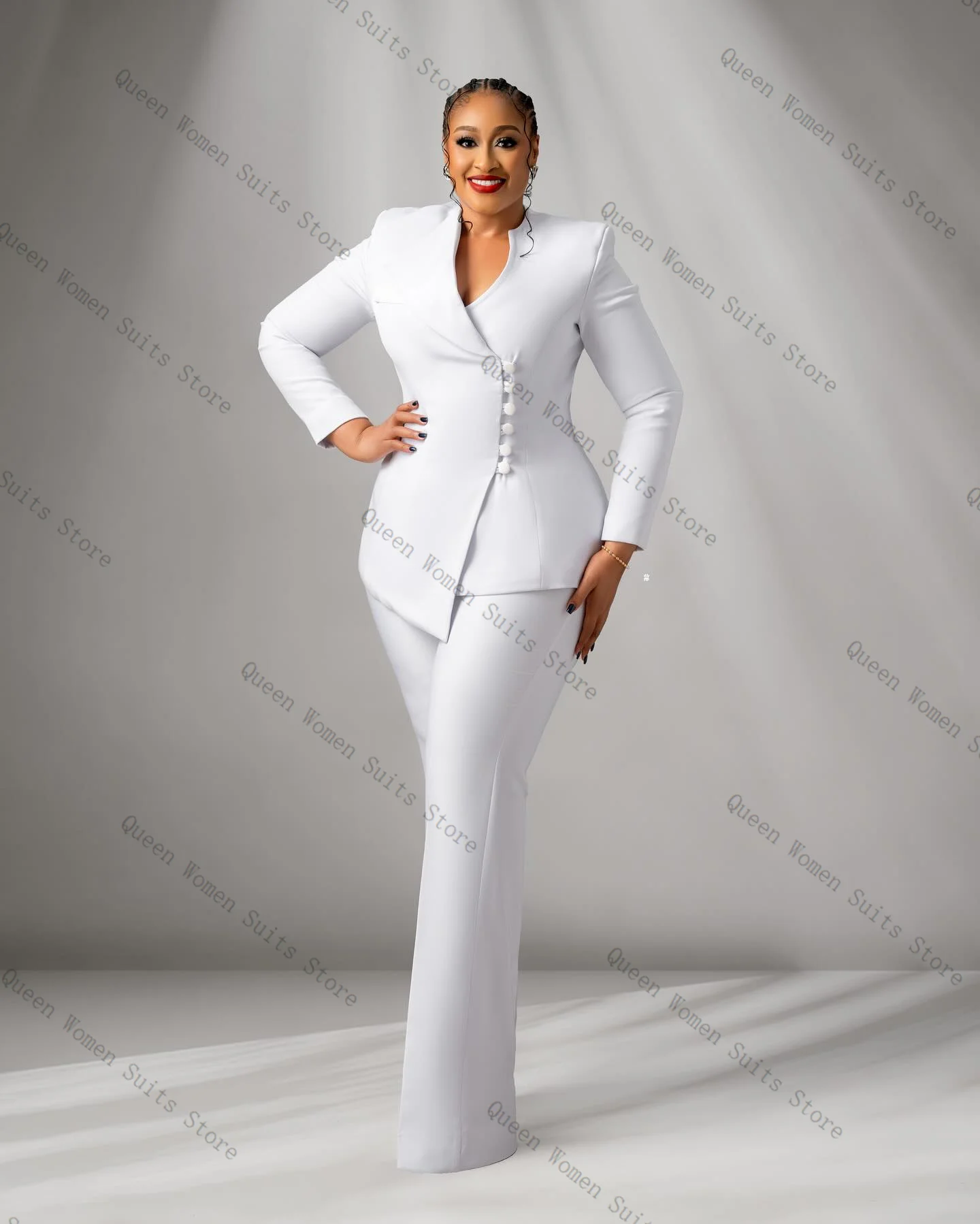 

Белый женский костюм, комплект из 2 предметов: пиджак + прямые брюки, брюки с одной пуговицей, официальная офисная женская куртка, свадебное пальто для выпускного вечера по индивидуальному заказу