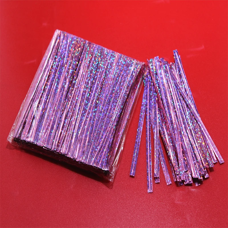 500pcs/lot Laser Plastic Twist Ties 10cm Closure Wire Wraps Bundling Handmade Christmas Gift Jewelry Packaging Organize Supplier