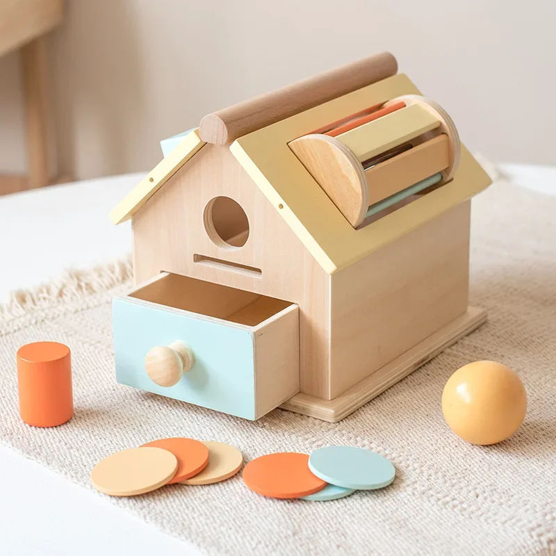 Montessori Child Wooden Shape House Toys Exercise Hand-eye Coordination Color Shape Cognition Early Education Toys Baby Gift