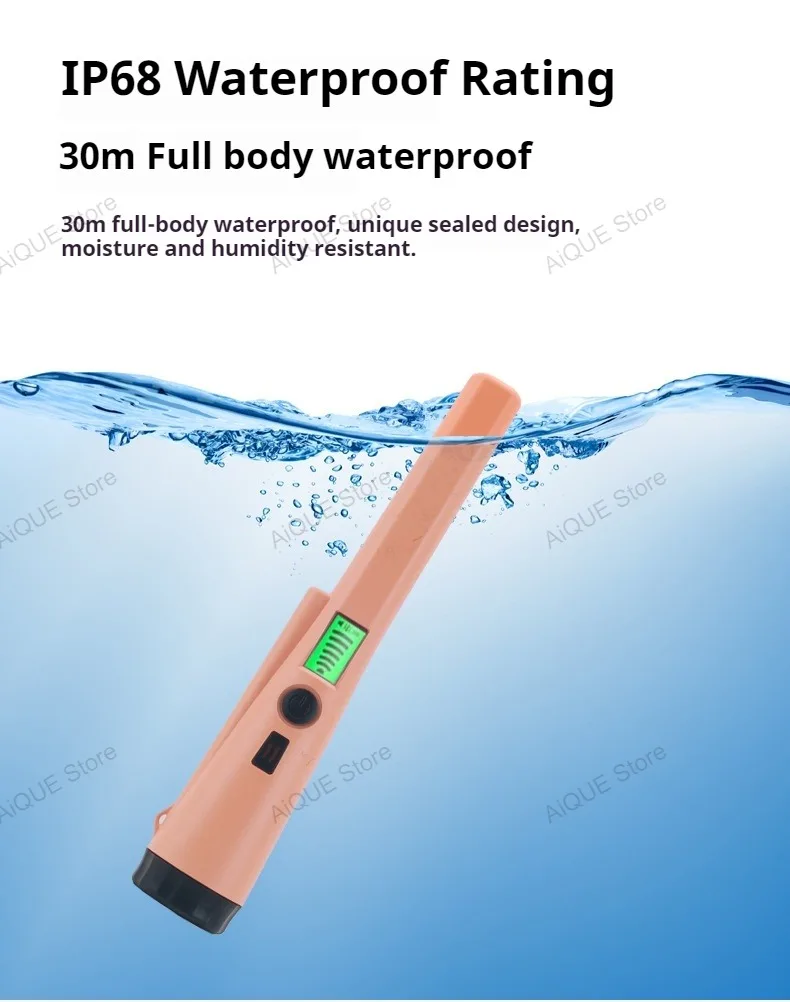 AiQUE 30m Waterproof Upgrade Metal Detector Pointer Accurate Positioning IP68 Hand Held Induction Diving Treasure Display