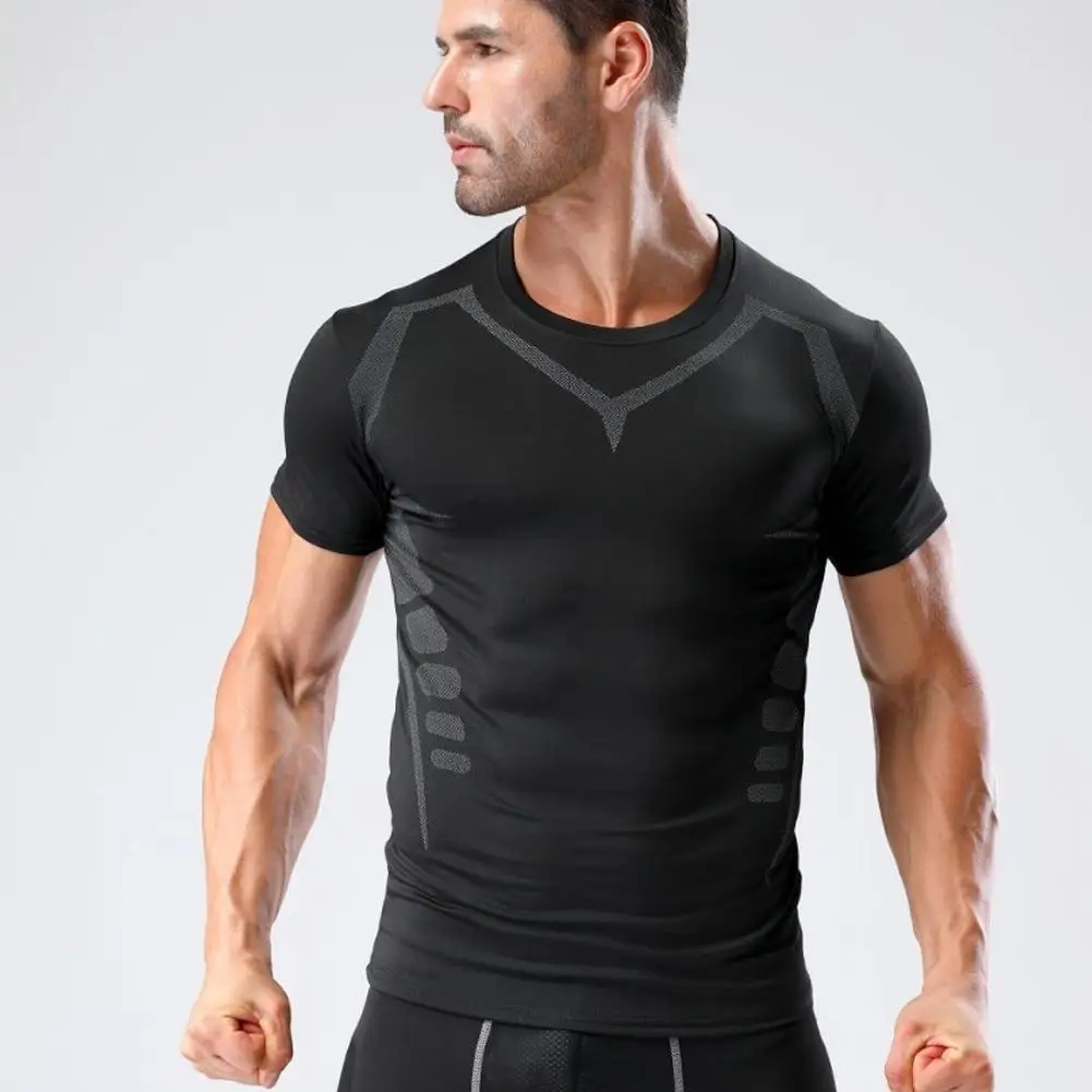 

men`s compression T Shirt Men Summer Sportswear Running T-shirt Elastic Quick Dry Sport Tops Tee Athletic Gym Workout Shirts