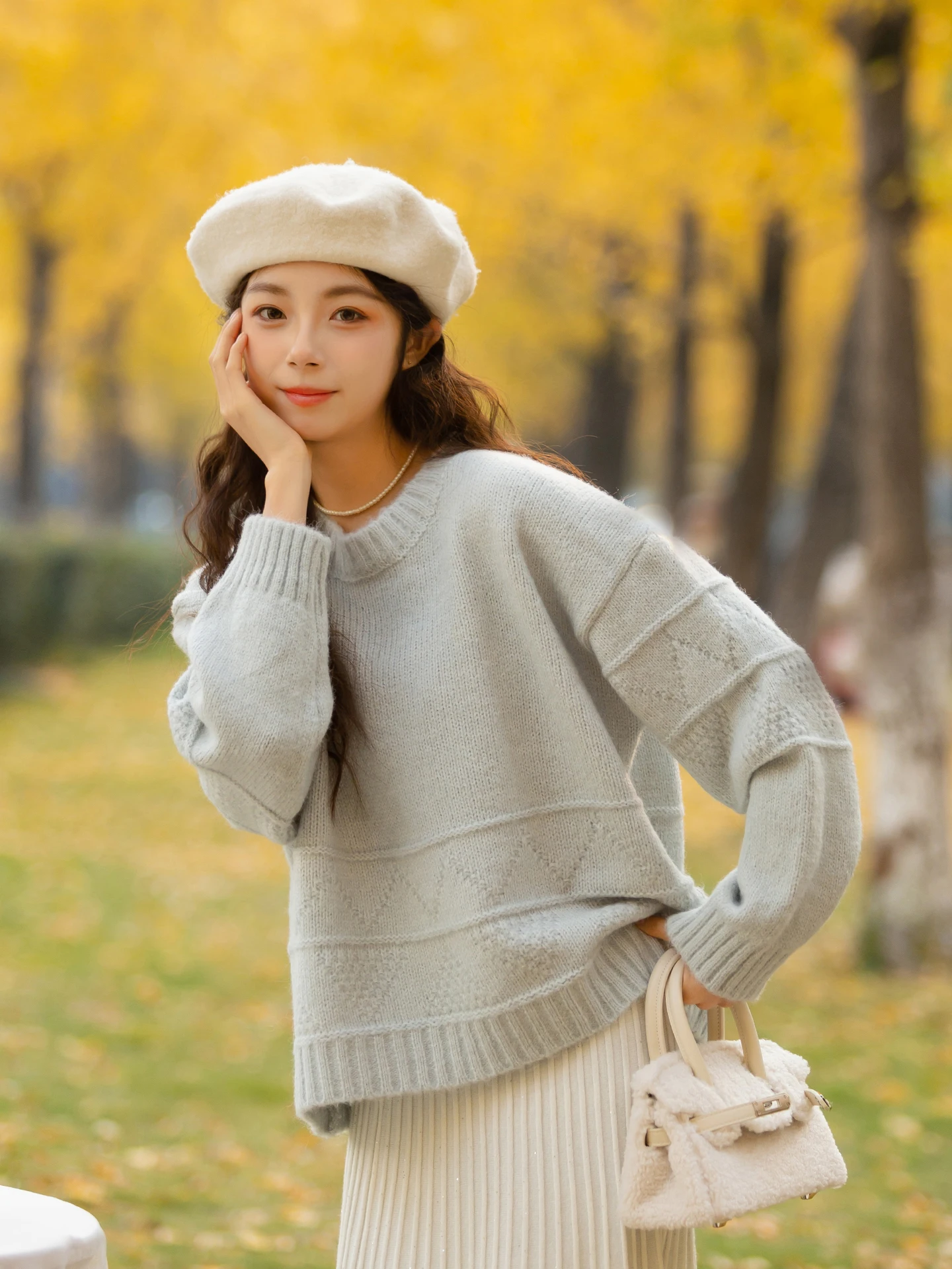 

Loose Fit round Ne Thiened Women's Knitwear Color Inner Wear Casual Sle Autumn Winter New Design Sensation Sweater