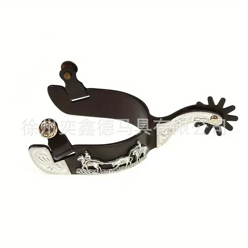 1. Western denim spurs, carved retro metal spurs, riding decorative harness accessories with gear spurs