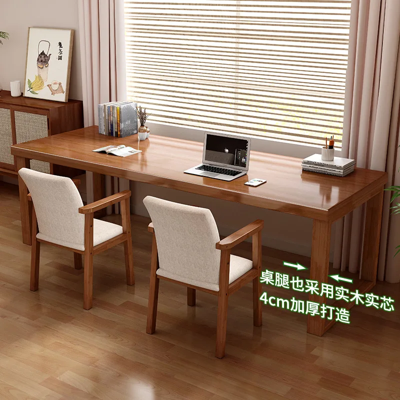 Solid wood double desk, dining table combination, light luxury style, negotiation desk