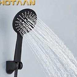 Pressurized Water Saving Round Shower Head Matte Black ABS Plastic Hand Hold Rain Spray Bath Shower Bathroom Accessories