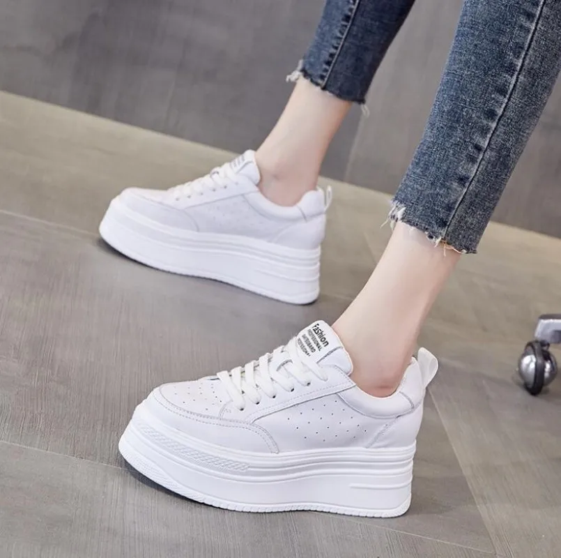 Classic Genuine Leather Sneakers Women WhiteShoes Young Ladies Casual Shoes Female Sneakers Brand Woman White Shoes