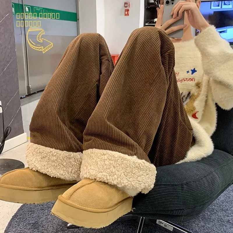 

Утепленные мужские вельветовые брюки на флисовой подкладке для осени и зимы, морозостойкие, теплые, хлопковые, свободные, широкие, длинные, для активного отдыха