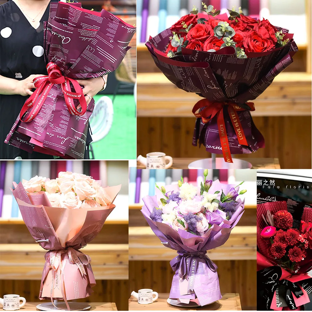 10 Stück wasserfestes, beidseitig bedrucktes Blumenpapier, 56 x 56 cm, farbige Blätter für Partys, Abschlussfeiern, Geschenke, Blumensträuße, zum Basteln. – Detail 9