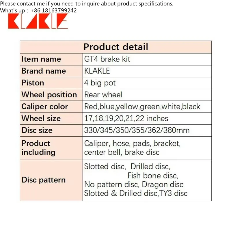 

KLAKLE High Performance Brake Disc Kit 4 Piston Brake Caliper for Mazda RX8