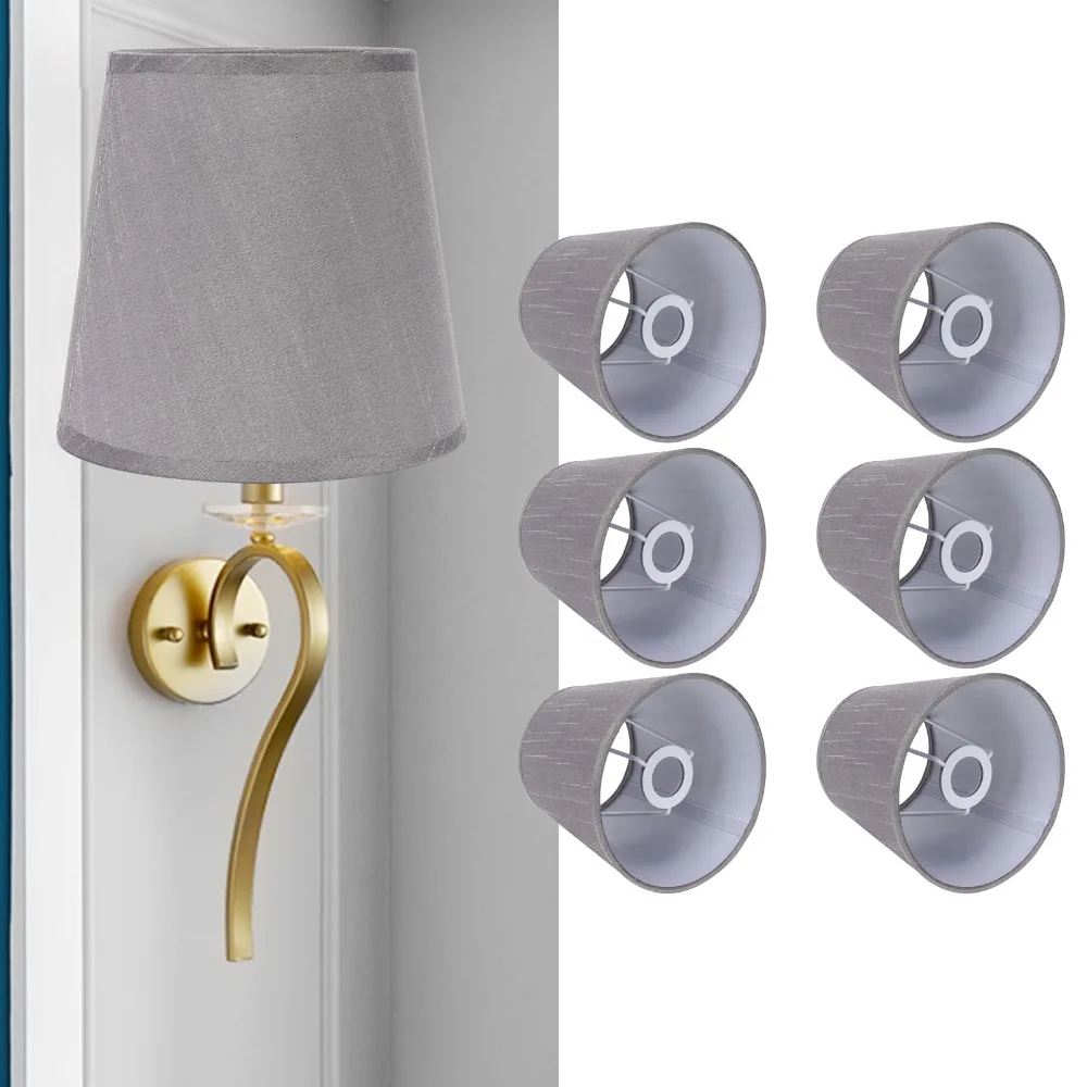 6PCS Simple Fabric Lampshade Clip On Design 5.5 inch Height Lamp Cover Chandelier Lamp Shades Floor Lamp