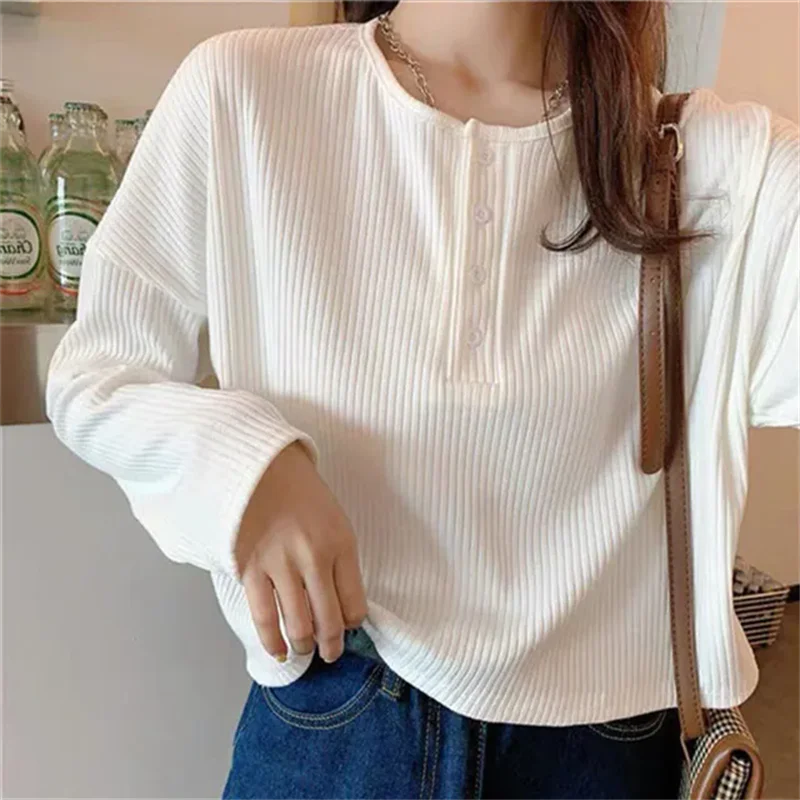 Yasuk Spring Summer Autumn Solid Casual T-Shirts Female Pullover Women\'s Blouse Long Short Sleeve Slim Knitted Top Soft