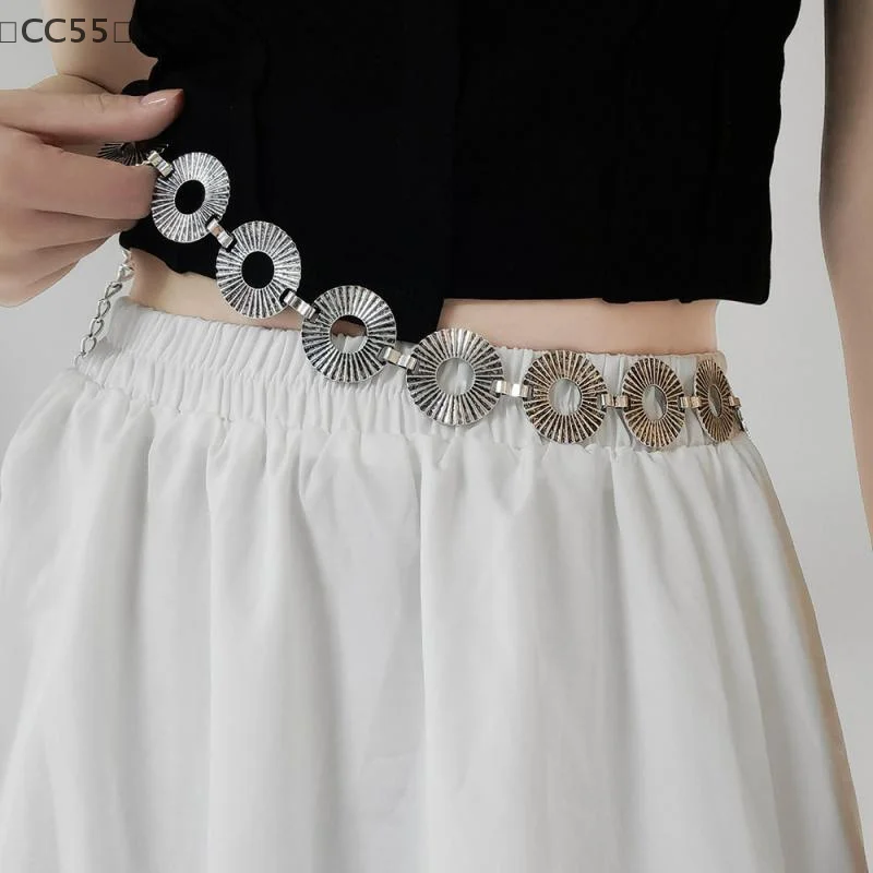 soiCC55 ien Damesmode Cirkel Metalen Ketting Riem Franjes Ring Taille Keten Kleding Riem Tailleband Voor Zomer Strand