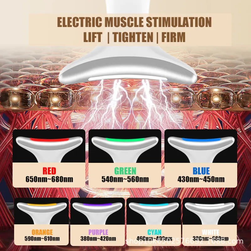 جديد 7-Color ضوء الرقبة الجمال EMS جهاز الوجه لتقليل تجاعيد الرقبة العناية بالبشرة شد الجلد تقليل الذقن المزدوجة أدوات العناية بالبشرة #3