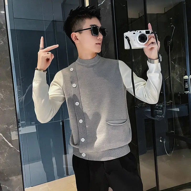 

No Hoodie Pullover Man Cashmere Y2k Korean Fashion Knitwear Casual Cheap Vintage Streetwear Top Gray Knitted Sweaters for Men