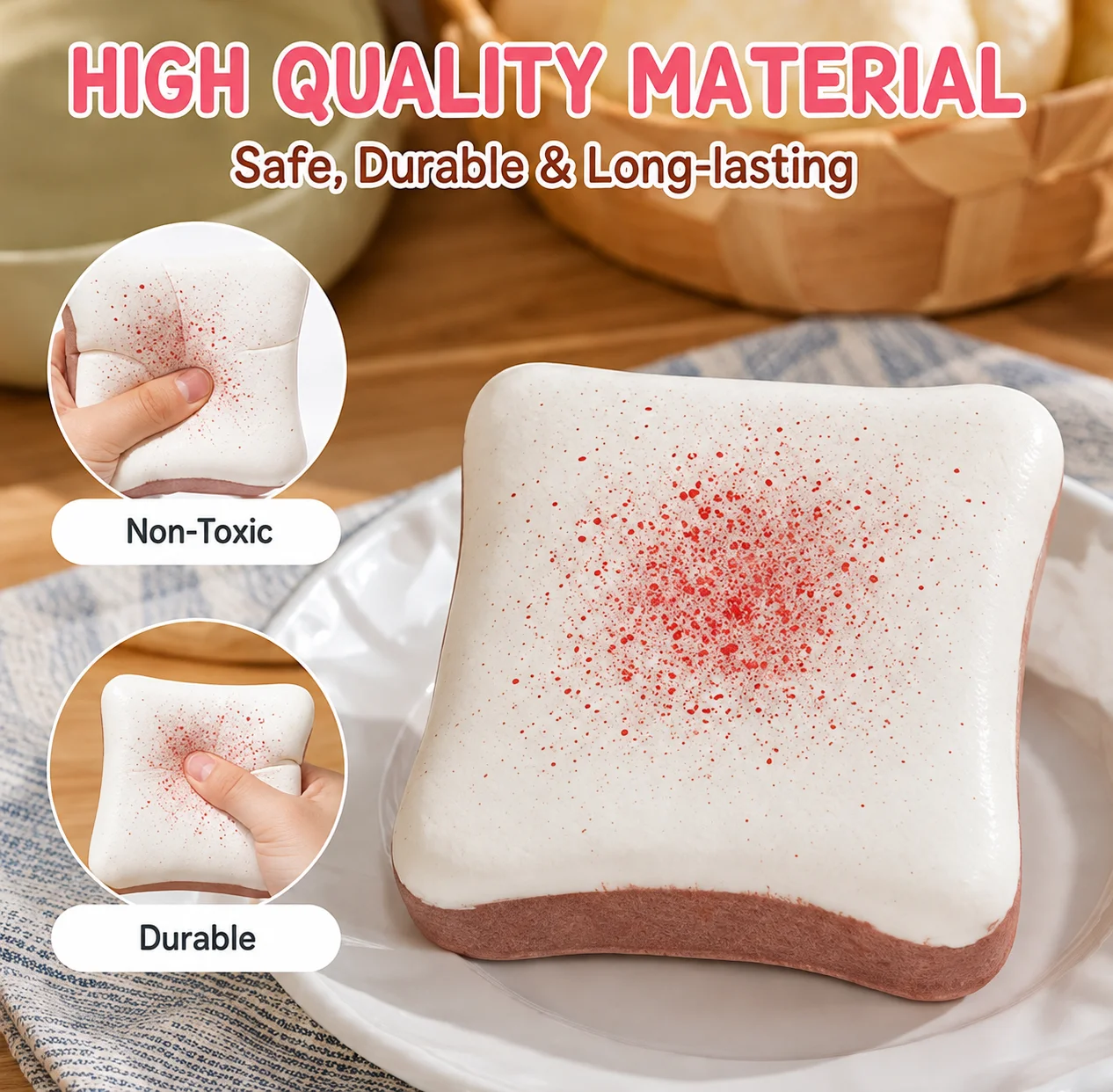 Realistic Toast Squishy Slow Rebound Squeeze Toy Soft Texture Sensory Fidget Toy Stress Reliever Desktop Decoration Novelty Gift