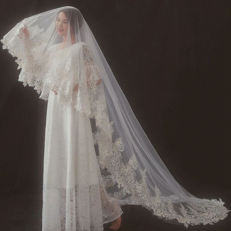 

Lace Applique Ivory Bridal Veils Sexy Wedding accessoires de mariage Bride mariage Cheap Wedding face veil