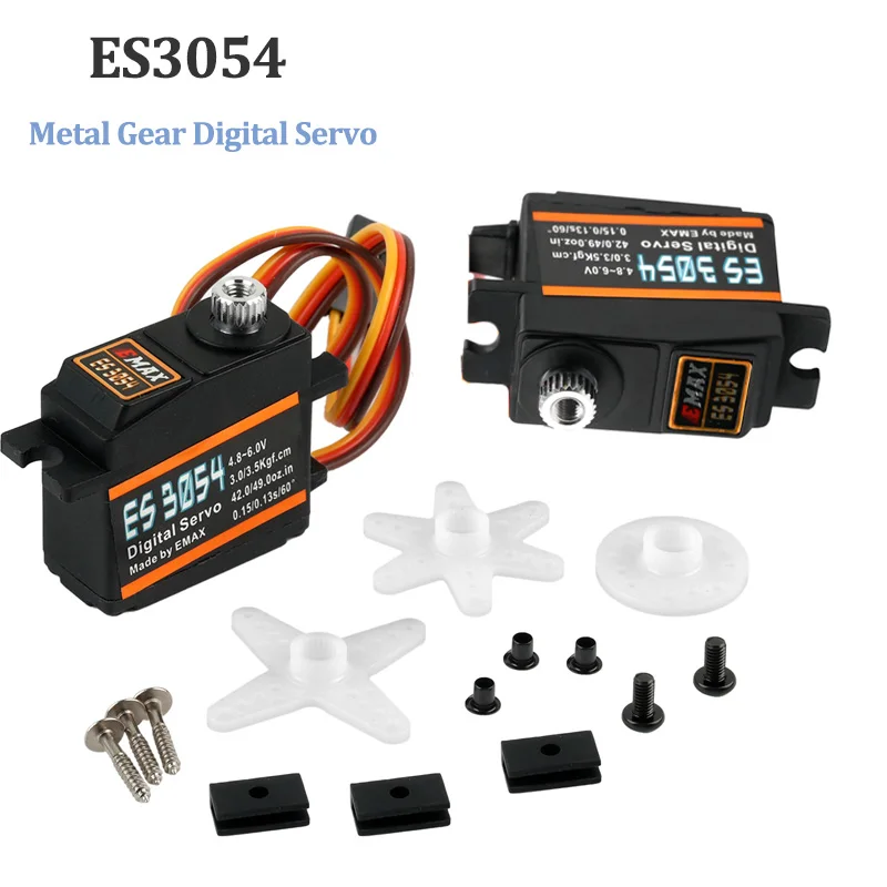 

1 шт./2 шт./4 шт. 17 г EMAX ES3054 цифровой серводвигатель с металлической шестерней 4,8-6,0 В мини-сервоприводы DIY игрушки детали для модели самолета с неподвижным крылом