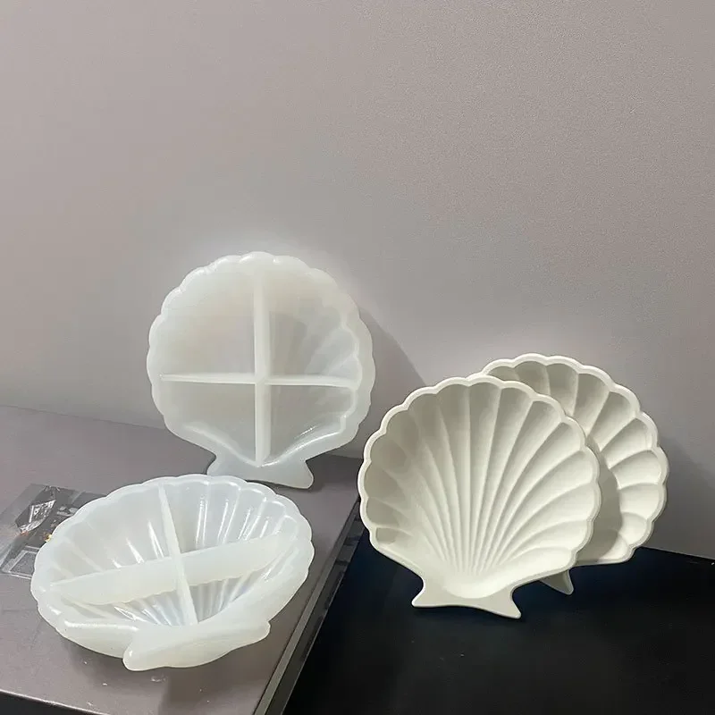 Creative Shape Handmade Molds DIY Shell Coaster Silicone Mold Scallop Plate Bottom Jewelry Storage Tray Plaster Resin Home Decor