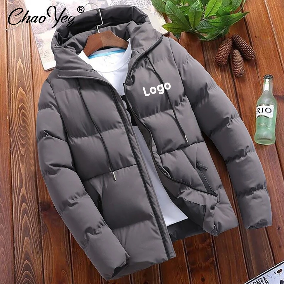 Veste à Capuche en Coton avec Logo Personnalisé pour Homme, Parkas Décontractées, Fermeture Éclair, Style Coréen, Mode Fitness, Hiver