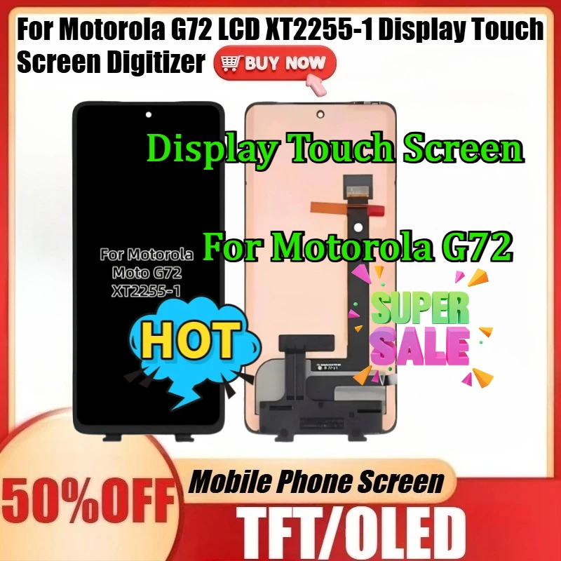 

Дисплей для Moto G72 с датчиком отпечатков пальцев, новый, для Motorola G72 LCD XT2255-1, сенсорный экран, дигитайзер, сборка для замены