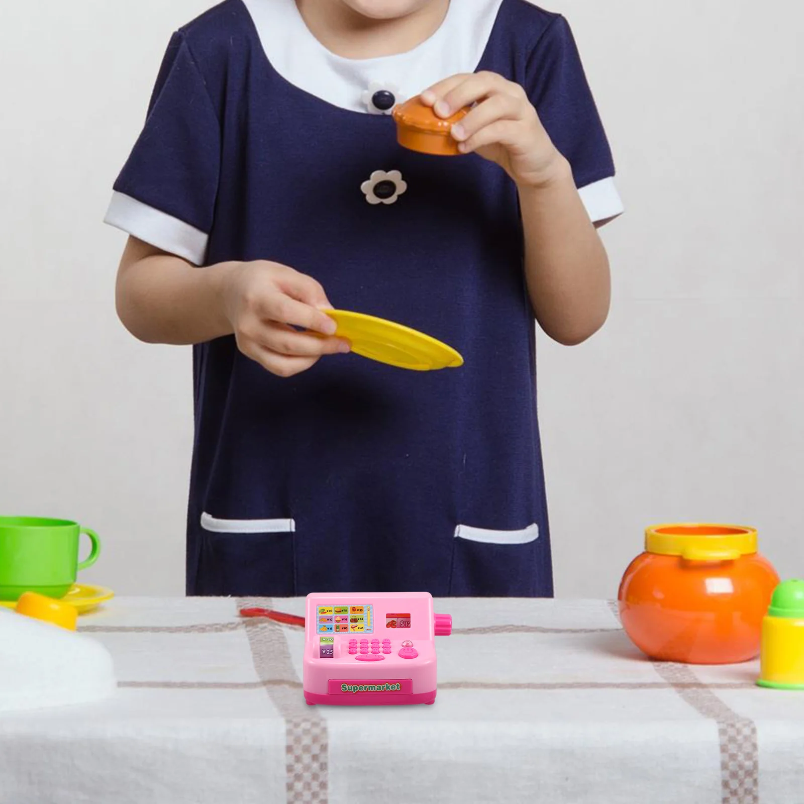 

Children Cash Register Mini Pretend Playset For Kids Learning Math Money Skills Cognitive Development Home Outdoor Roleplay Game