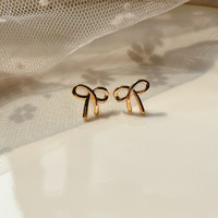 Cute Gold Color Small Geometric Bowknot Clip Earrings For Women Fake Piercing Ear Jewelry Minimalist Ear Cuff Earings