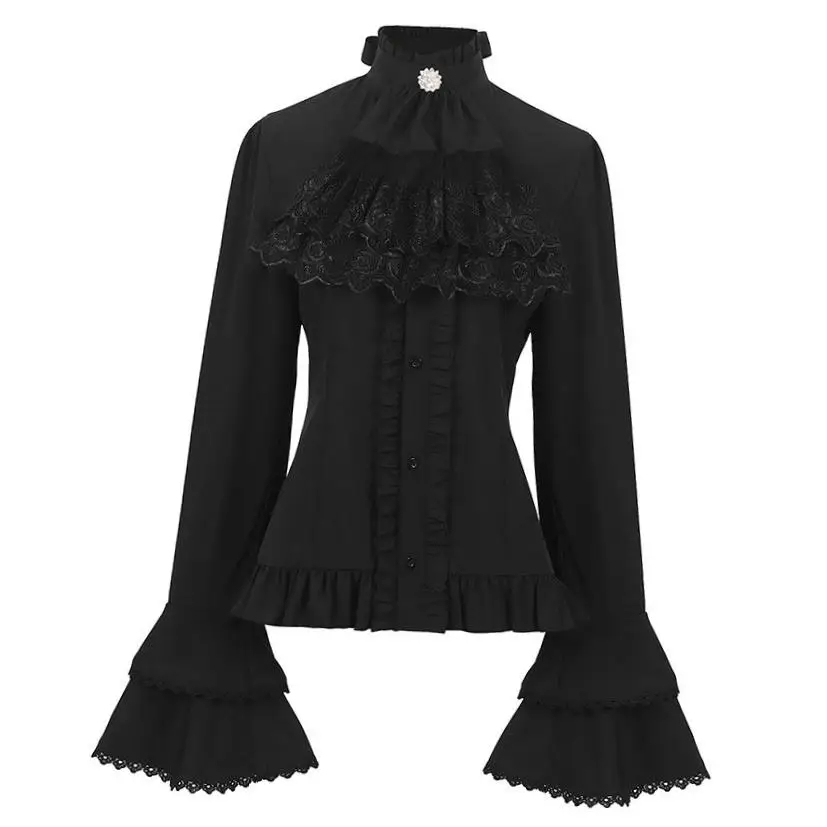 قميص نسائي مطوي لحفلات الهالوين وأزياء العصور الوسطى، زي مسرحي عرقي مصنوع من البوليستر، إصدار الربيع