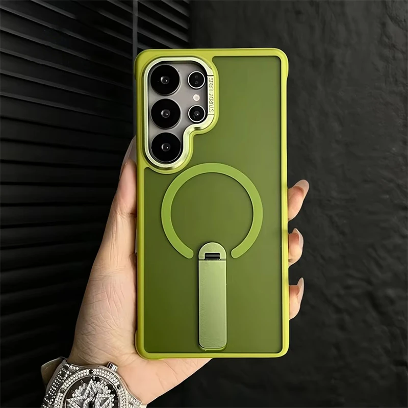 

For Samsung Galaxy S25 S24 Ultra Plus Magsafe 360° Rotating Bracket Magsafe Phone Case Wireless Charging Matte Shockproof Cover