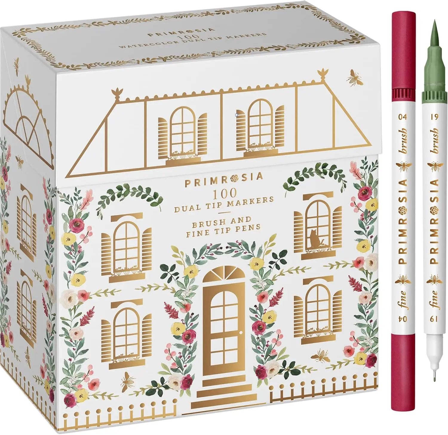 

Dual Tip Art Pens: Watercolor Brush & Fineliner for Sketching, Calligraphy, and Coloring - 100 Colors